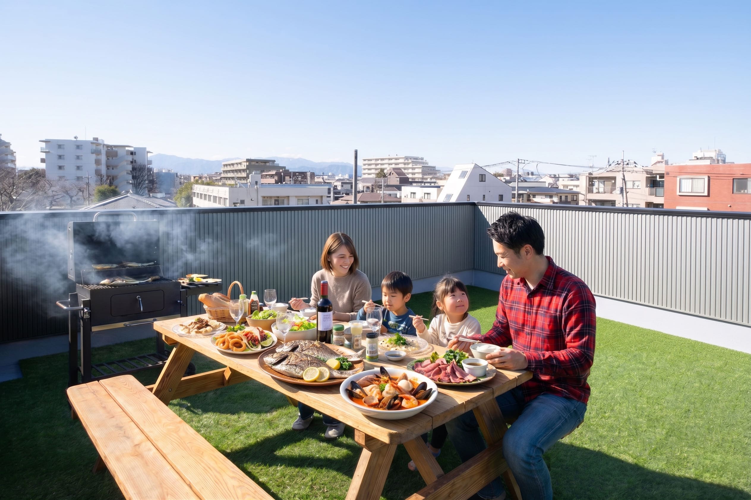 18.4帖のルーフバルコニーでランチ